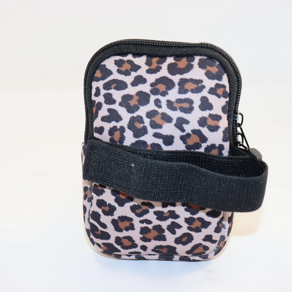 Unbranded Leopard Print Arm Band Pouch Unisex OS Brown Running Workout Bag